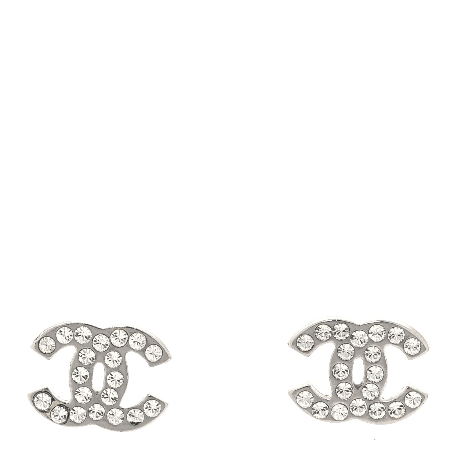 Chanel Crystal Timeless CC Earrings Silver 1 of 5
