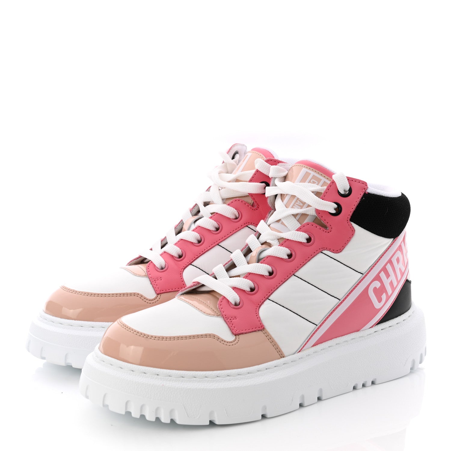 Christian Dior Nylon Calfskin Womens D-Player High Top Sneakers 36 Pink 3 of 9