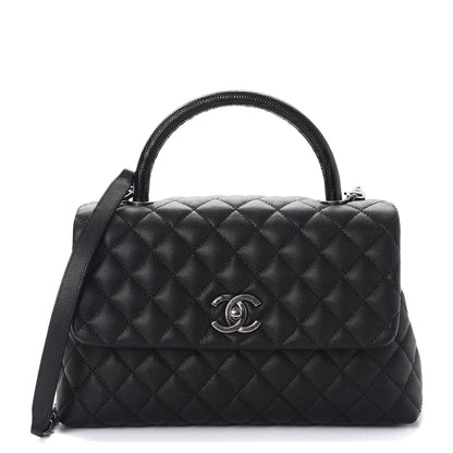 Chanel Caviar Lizard Quilted Small Coco Handle Flap Black 1 of 8