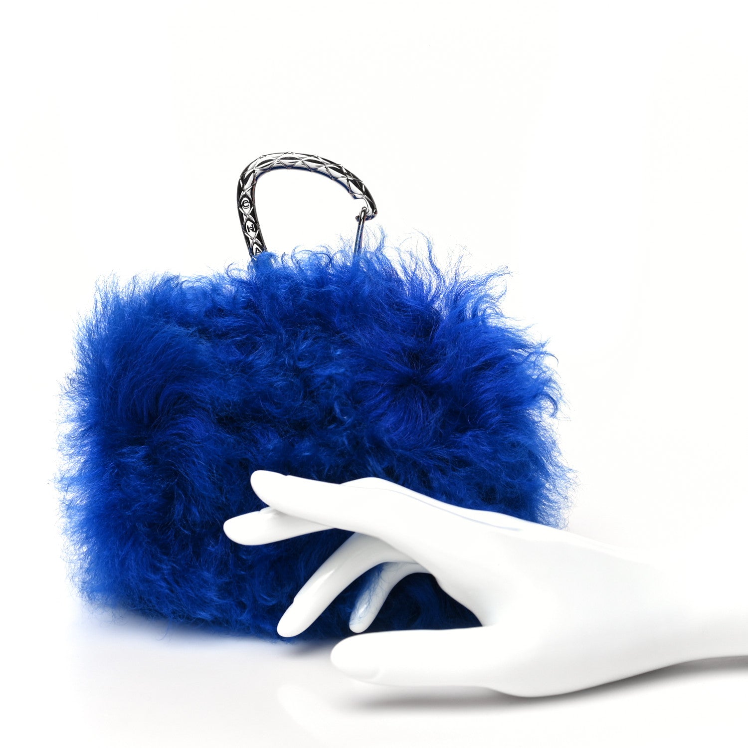 Chanel Shearling Lambskin CC Hook Card Holder Blue 2 of 9