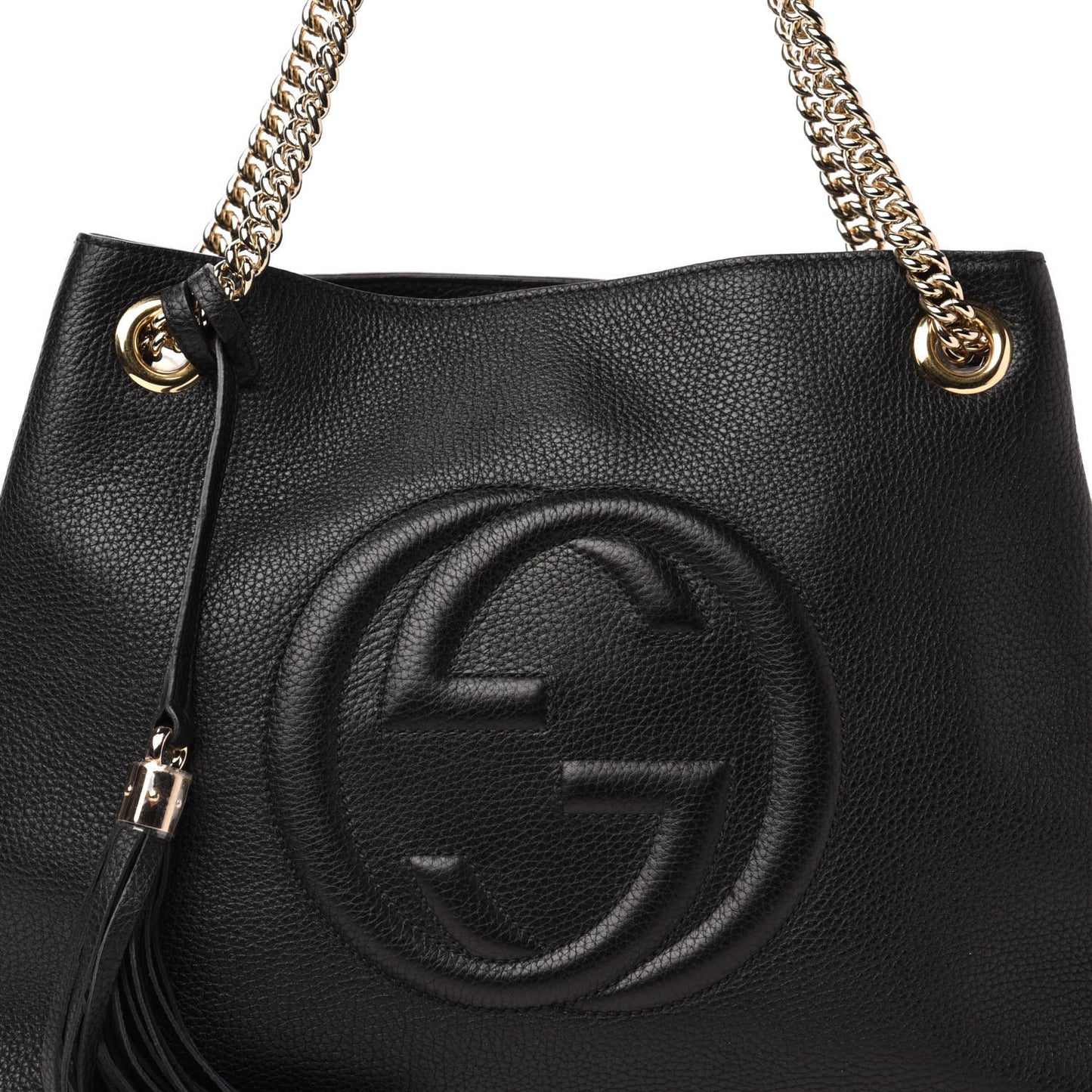 Pebbled Calfskin Medium Soho Chain Shoulder Bag Black