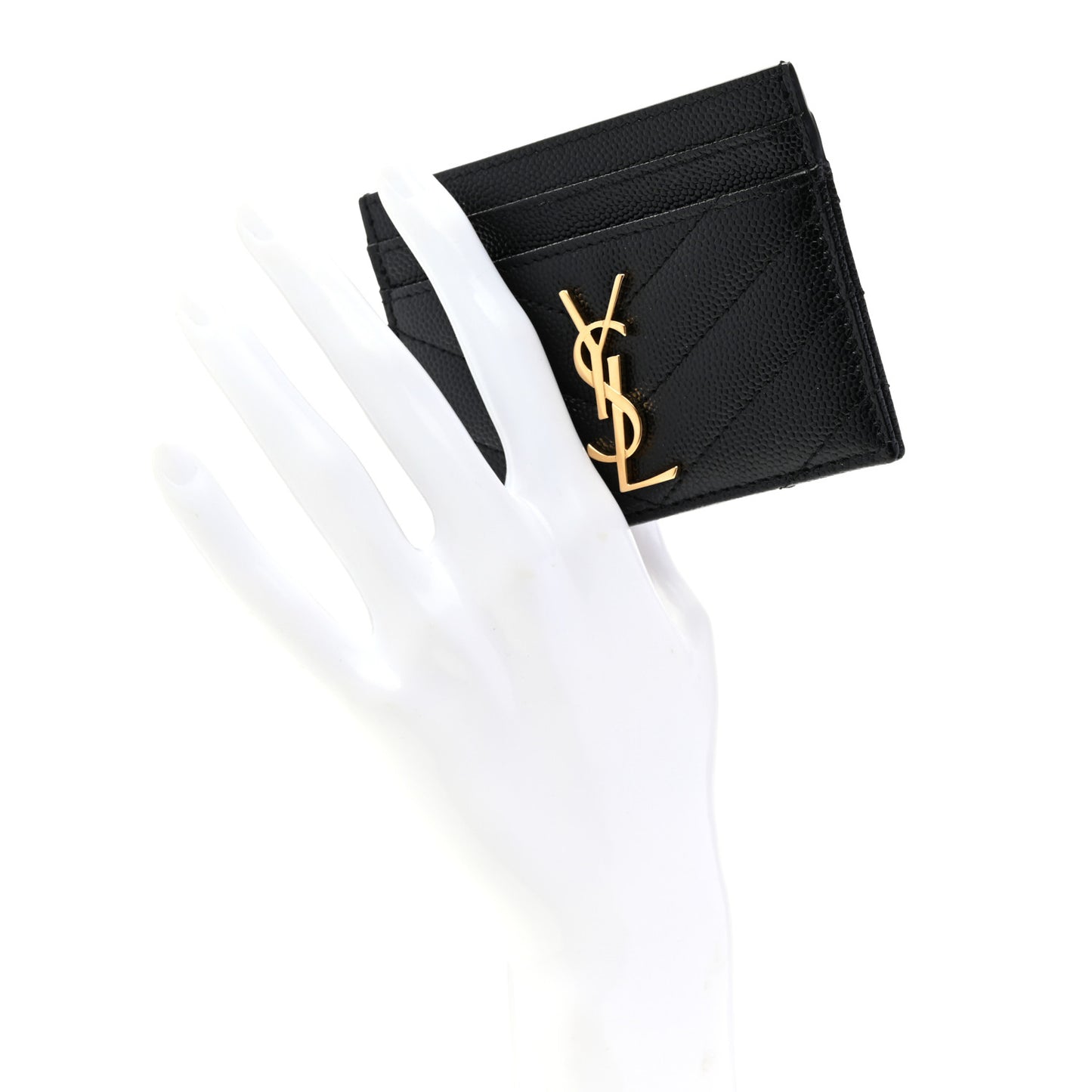 Grain De Poudre Matelasse Chevron Monogram Credit Card Case Black