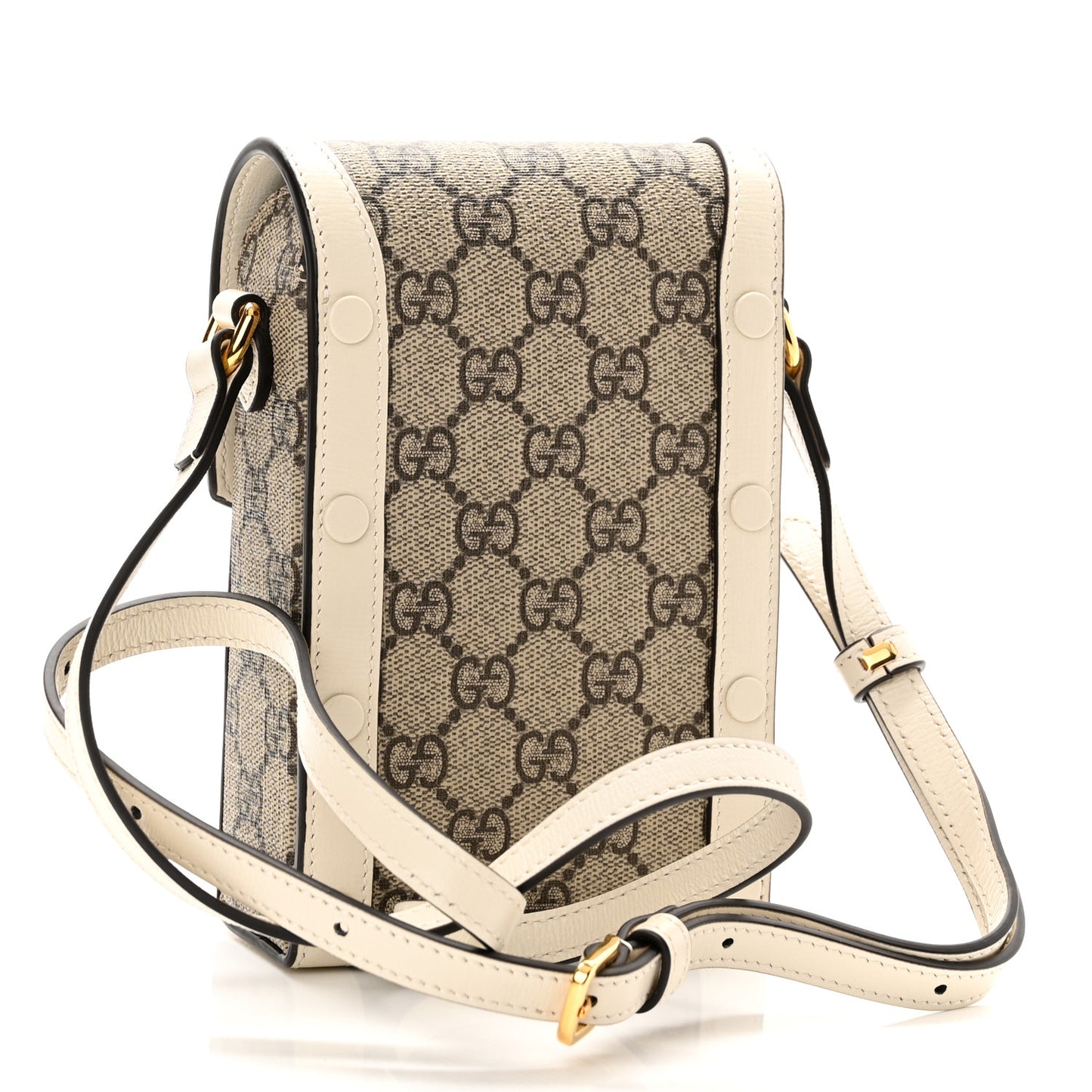 GG Supreme Monogram Azalea Calfskin Mini Horsebit 1955 Crossbody Bag Beige Ebony Mystic White
