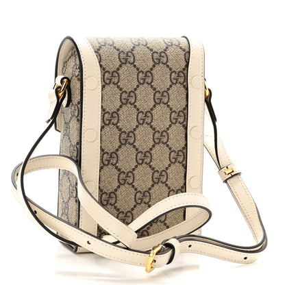 Gucci GG Supreme Monogram Azalea Calfskin Mini Horsebit 1955 Crossbody Bag Beige Ebony Mystic White 3 of 10