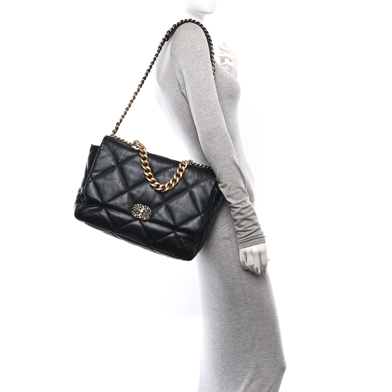 Chanel Lambskin Quilted Maxi Chanel 19 Flap Black 2 of 11