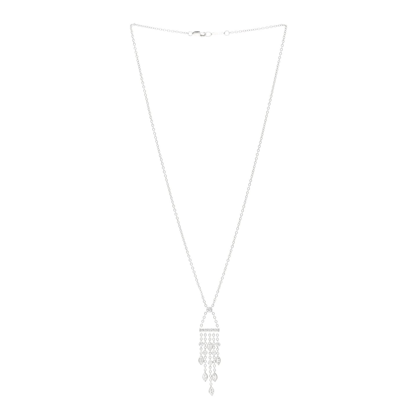 Platinum Diamond Swing Chandelier Pendant Necklace
