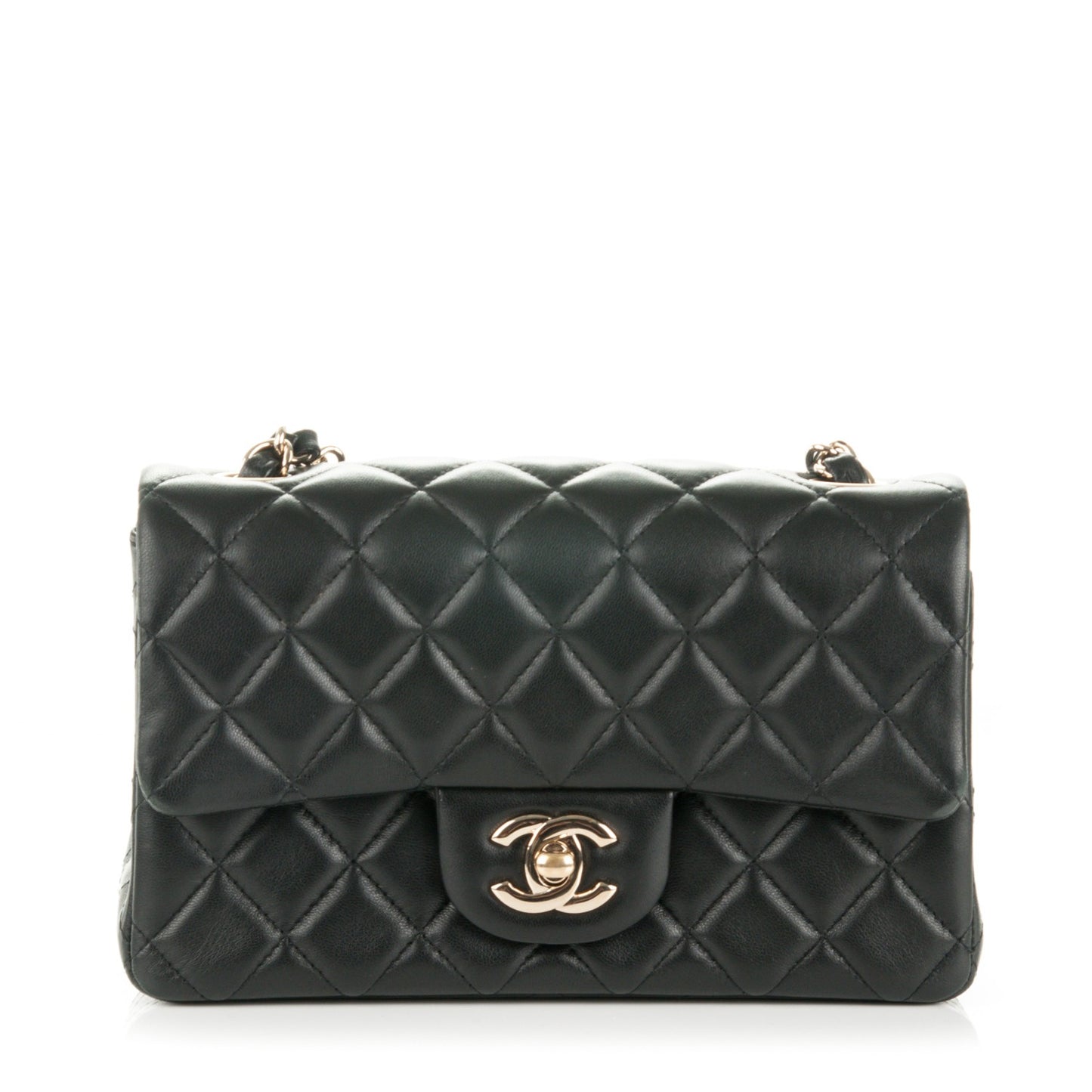 Lambskin Quilted Mini Rectangular Flap Black
