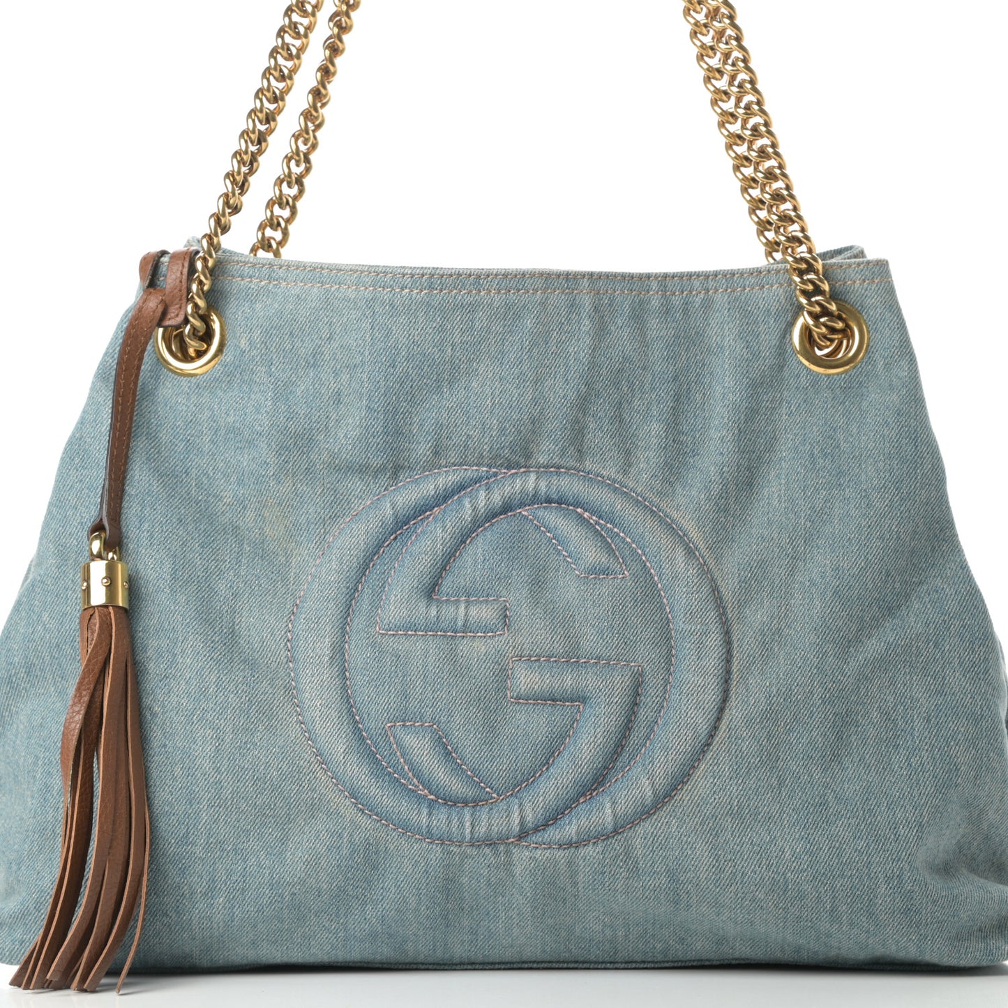 Denim Medium Soho Chain Shoulder Bag Blue
