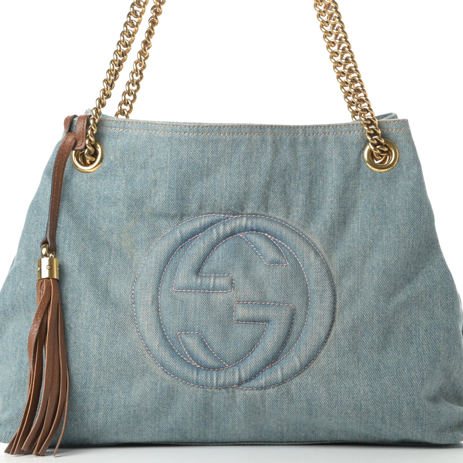 Gucci Denim Medium Soho Chain Shoulder Bag Blue 8 of 13