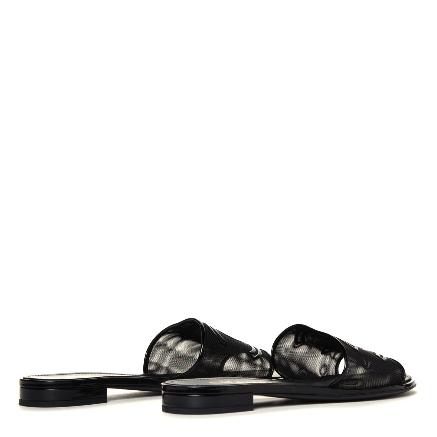 Mesh Patent Calfskin CC Mules 39 Black