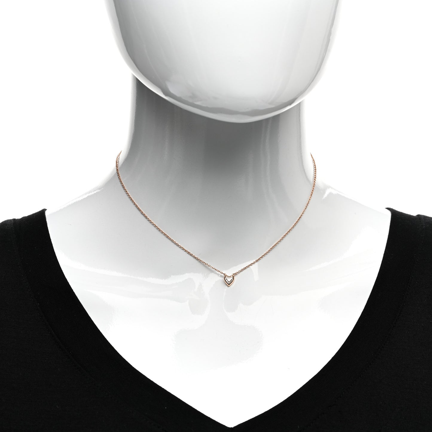 18K Rose Gold Diamond .17ct Elsa Peretti Diamonds by the Yard Heart Pendant Necklace