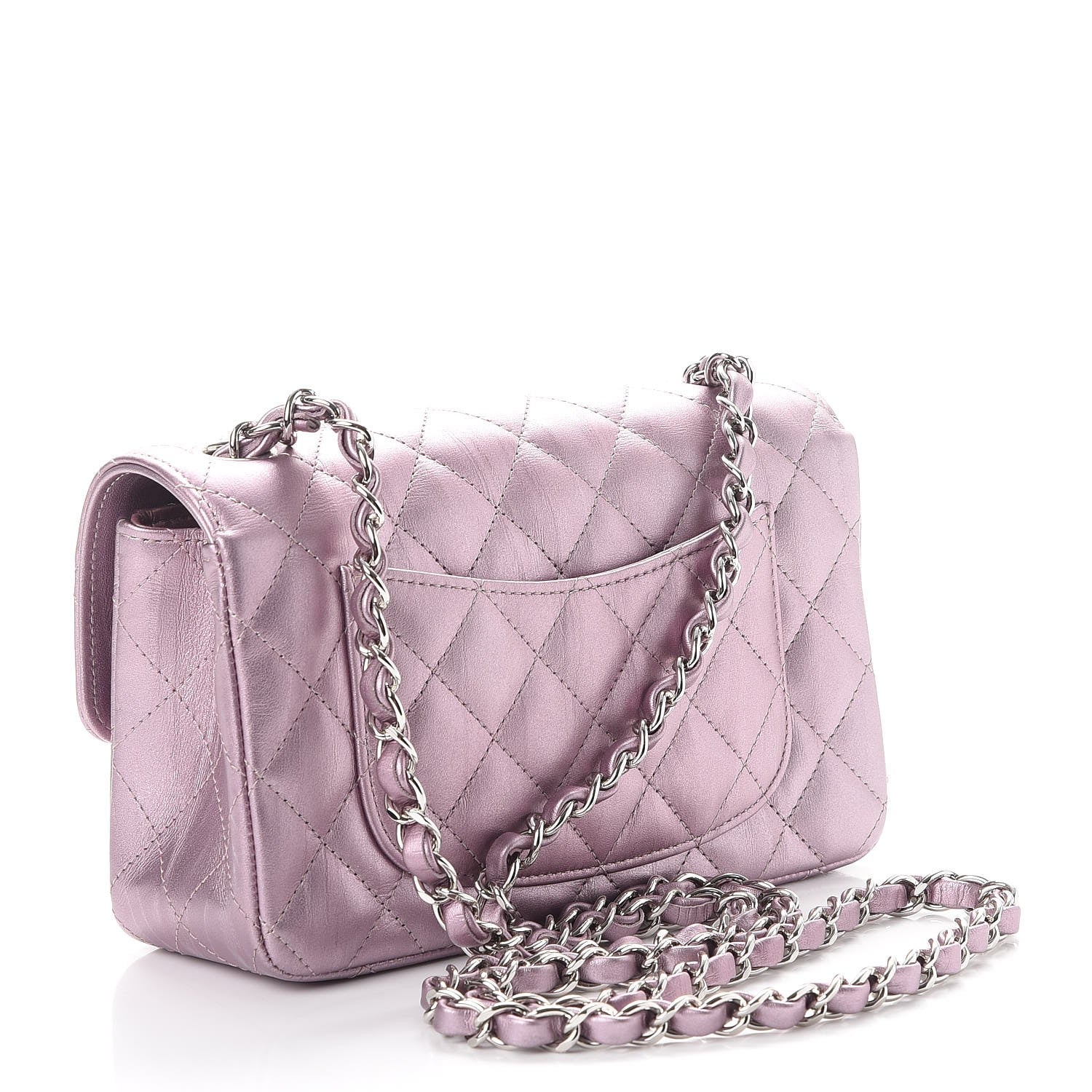 Chanel Metallic Calfskin Quilted Mini Rectangular Flap Pink 4 of 15