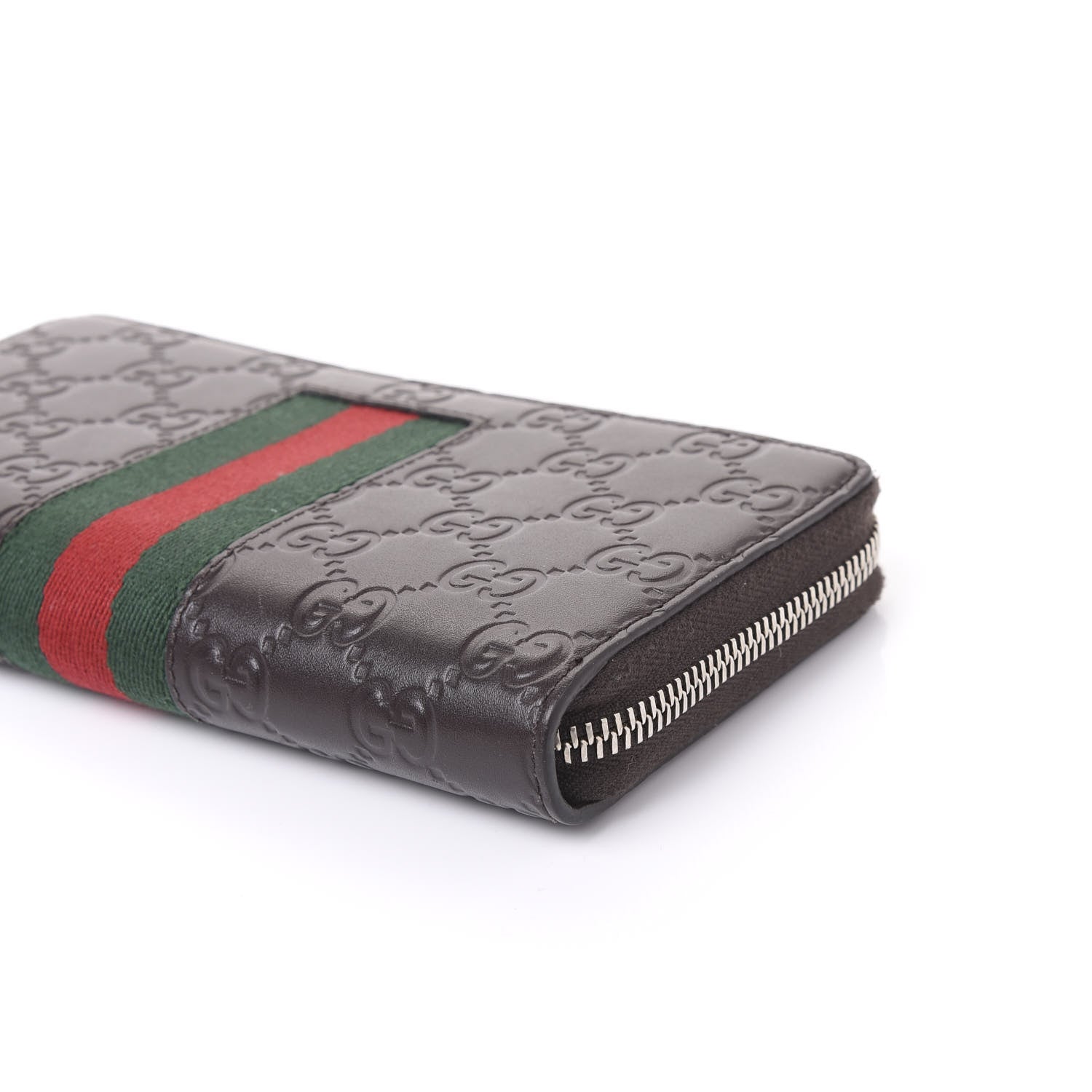 Gucci Guccissima Web Zip Around Wallet Dark Brown 8 of 9