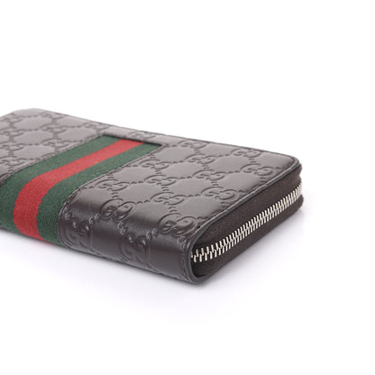 Gucci Guccissima Web Zip Around Wallet Dark Brown 8 of 9