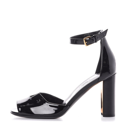 Hermes Patent Calfskin Madison 90 Sandals 37.5 Black 1 of 9
