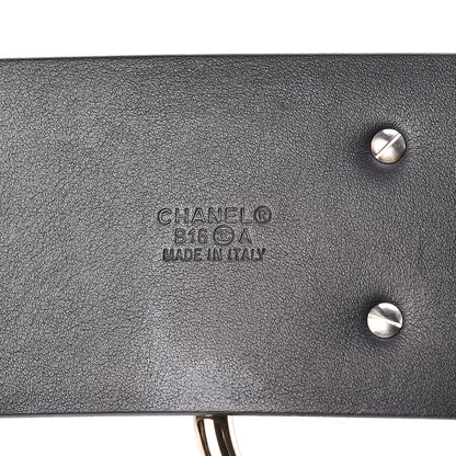Chanel Lambskin Suede Crystal Ring CC Belt 90 36 Black 4 of 9