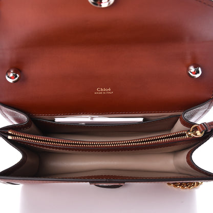 Chloe Shiny Goatskin Calfskin Aby Chain Shoulder Bag Sepia Brown 5 of 9