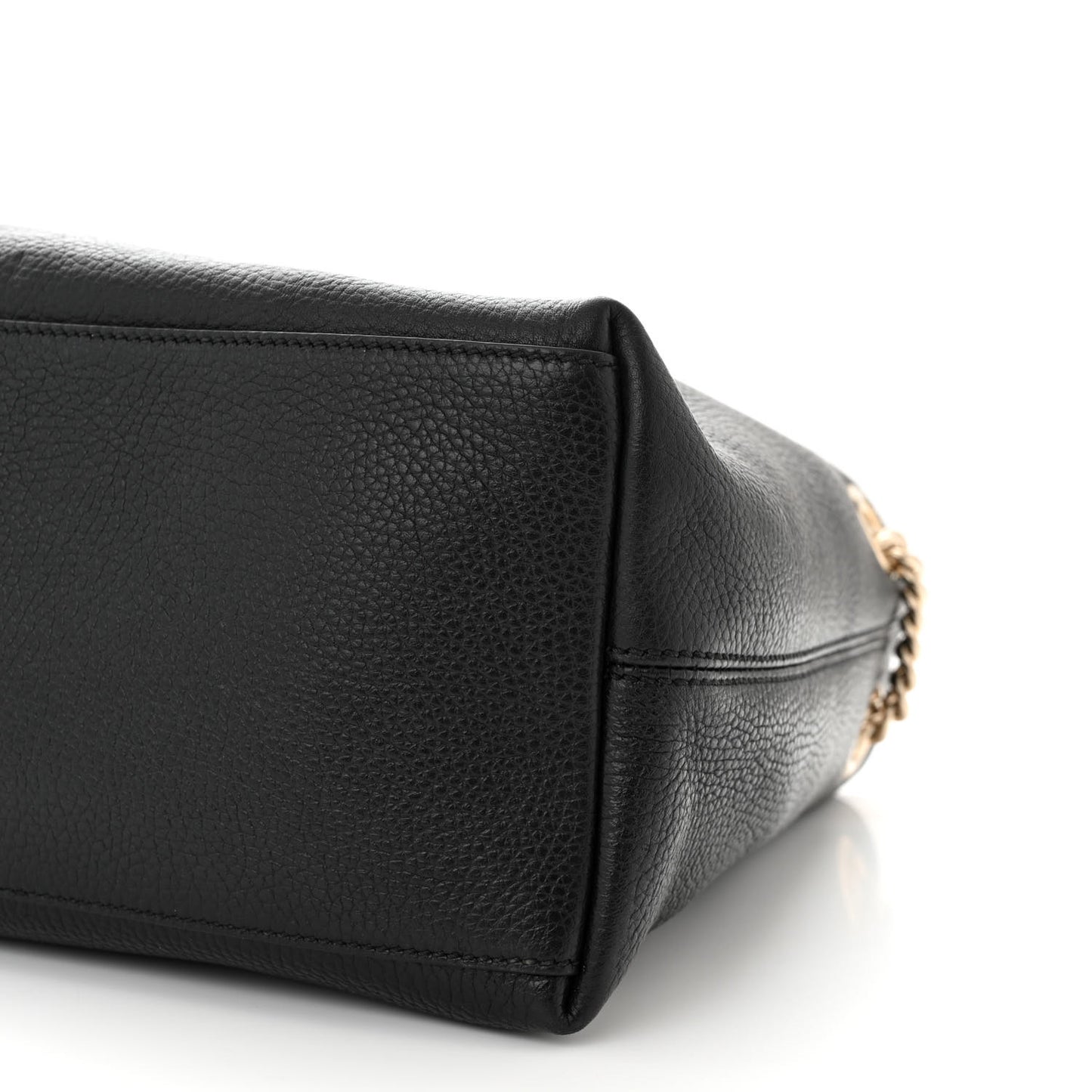 Pebbled Calfskin Medium Soho Chain Shoulder Bag Black