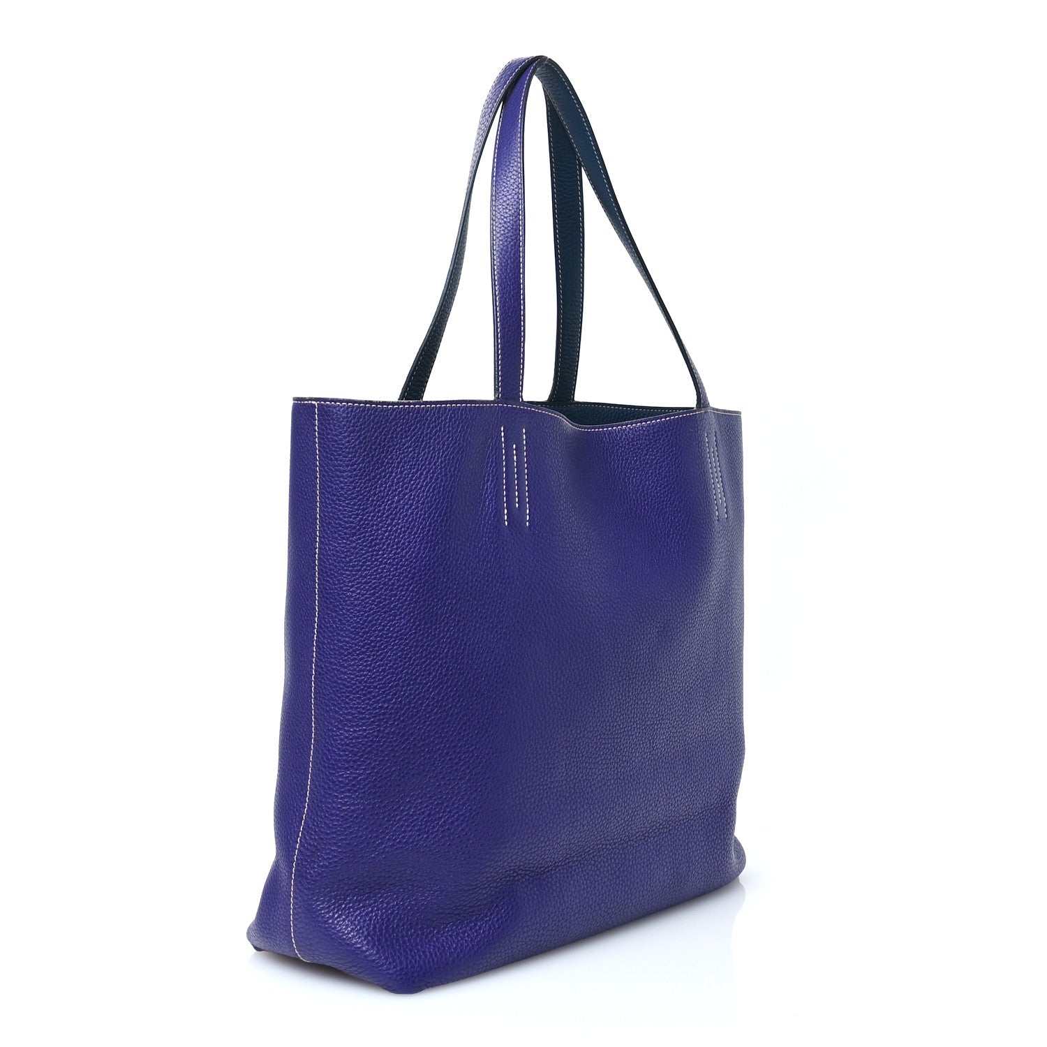Hermes Taurillon Clemence Double Sens 45 Reversible Tote Iris Bleu De Malte 4 of 15