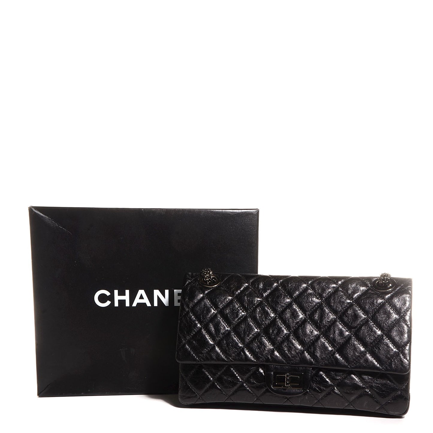 Glazed Calfskin 2.55 Reissue 227 Flap Black