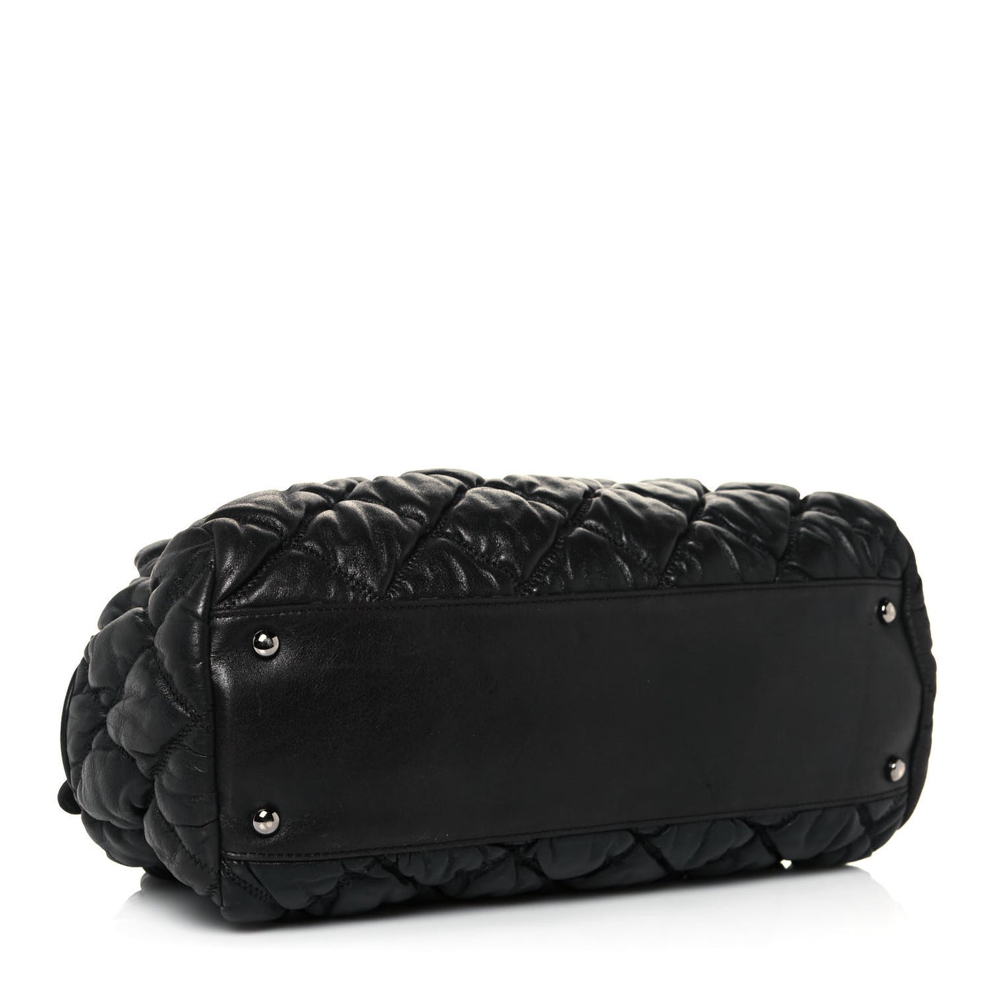 Calfskin Bubble Quilt Bowler Black