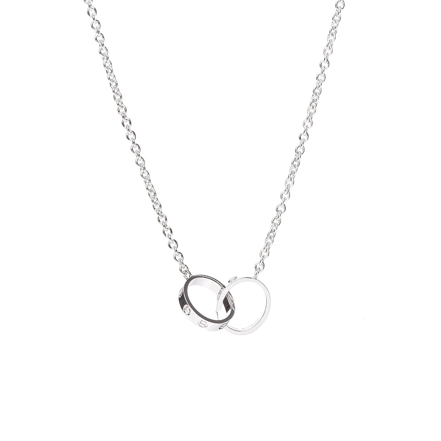 Cartier 18K White Gold Interlocking LOVE Necklace 4 of 9
