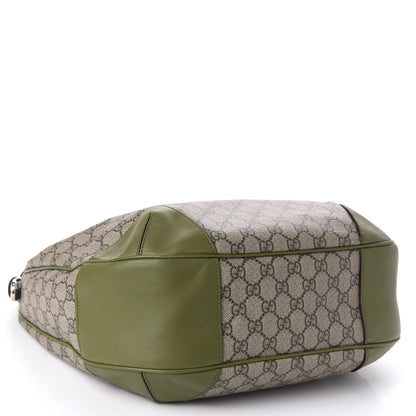 Gucci GG Supreme Monogram Margaux Calfskin Medium Nice Hobo Beige Ebony Green 4 of 10