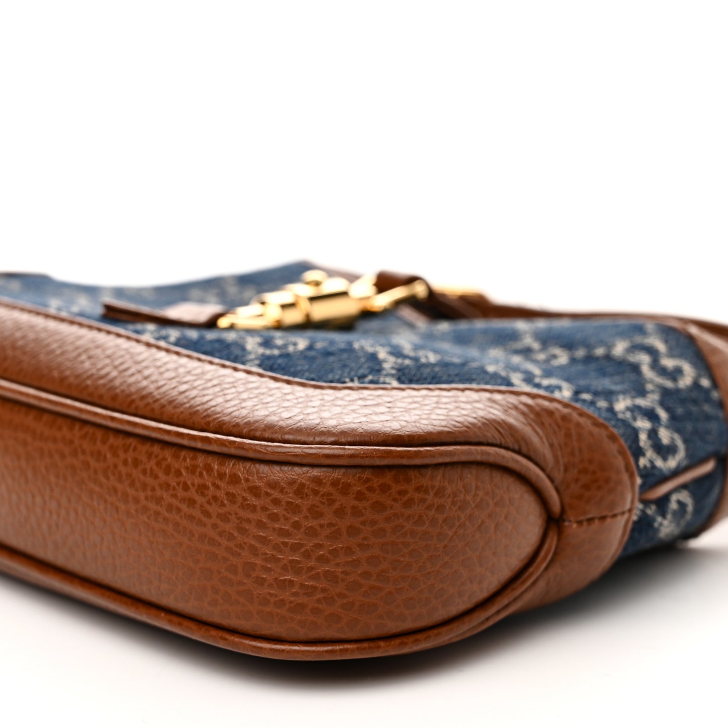 New Denim GG Monogram Calfskin Mini Jackie 1961 Hobo Blue Tea Cuir