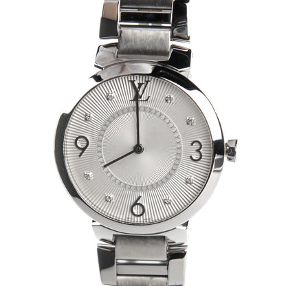 Louis Vuitton Stainless Steel Diamond 28mm Tambour Quartz Watch 1 of 7