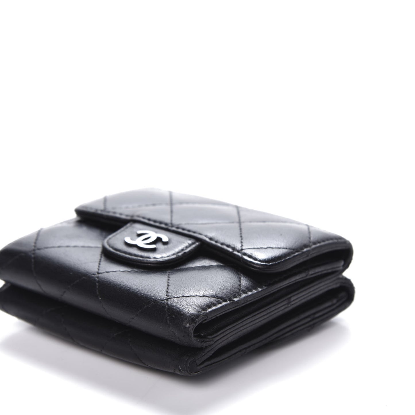 Lambskin Quilted Double Sided Wallet Black