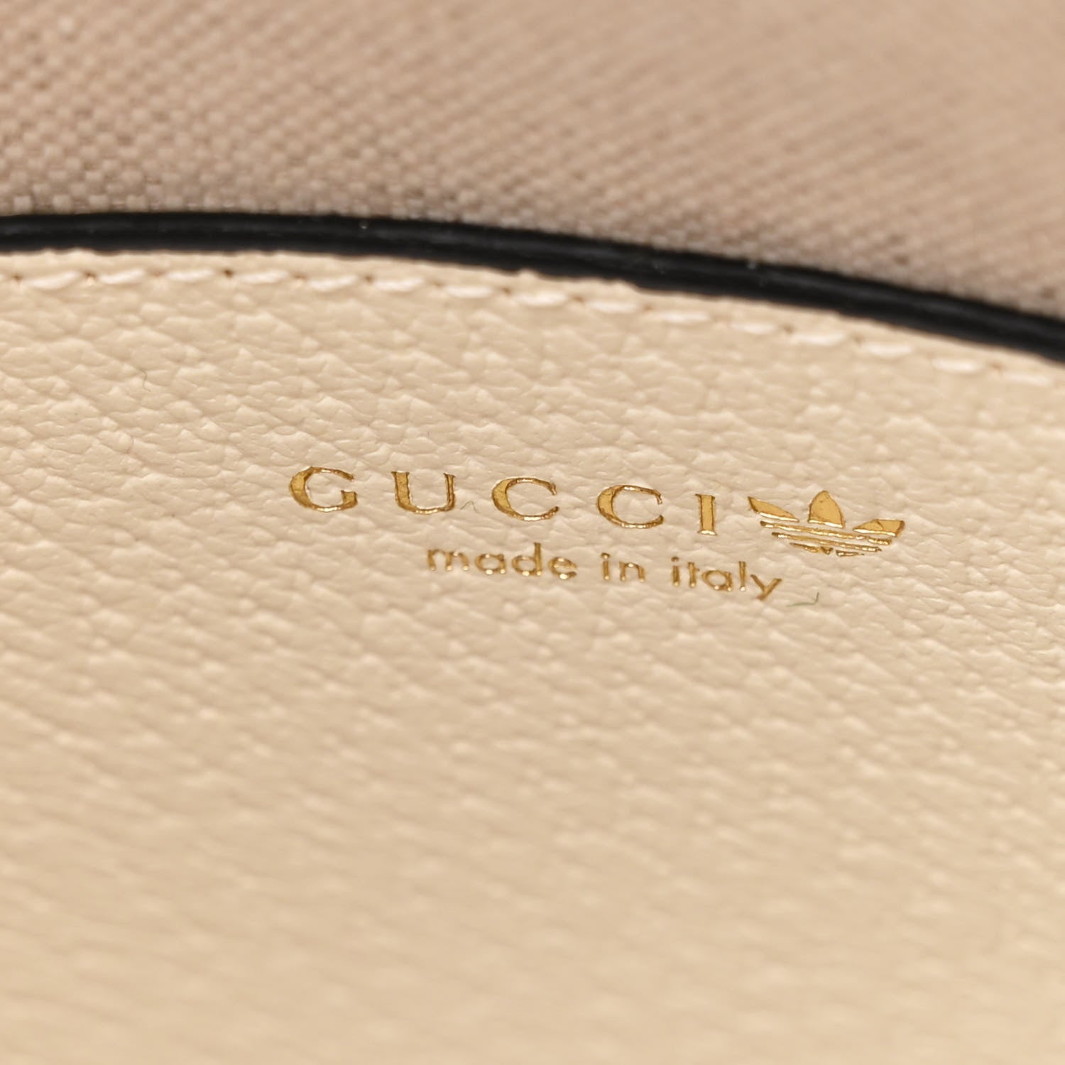 Gucci X ADIDAS Textured Dollar Calfskin Web Trefoil Mini Horsebit 1955 Top Handle Bag Off White Black 6 of 10