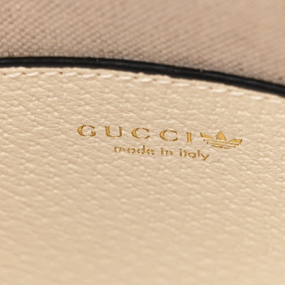 Gucci X ADIDAS Textured Dollar Calfskin Web Trefoil Mini Horsebit 1955 Top Handle Bag Off White Black 6 of 10