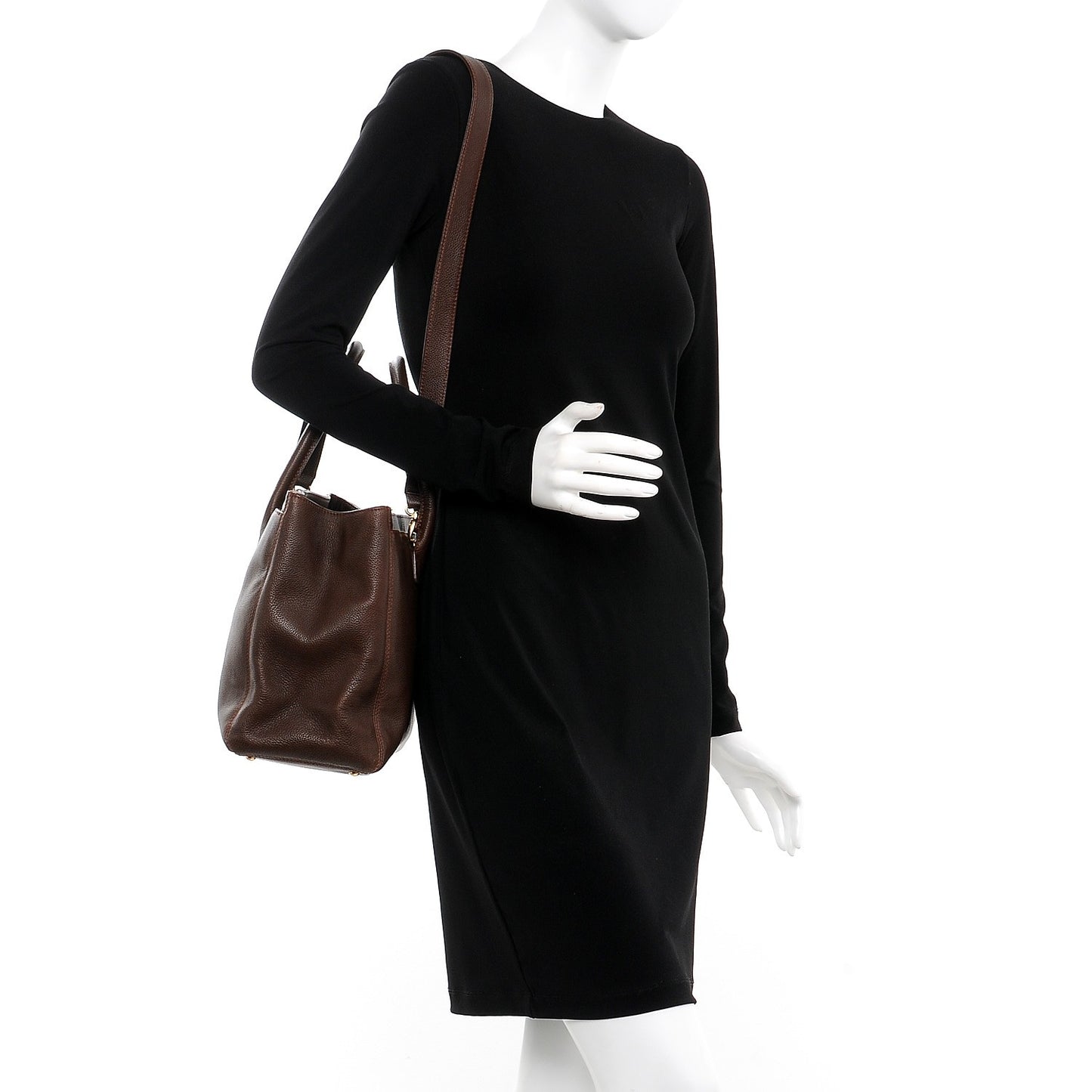 Calfskin Cerf Executive Shopper Tote Brown