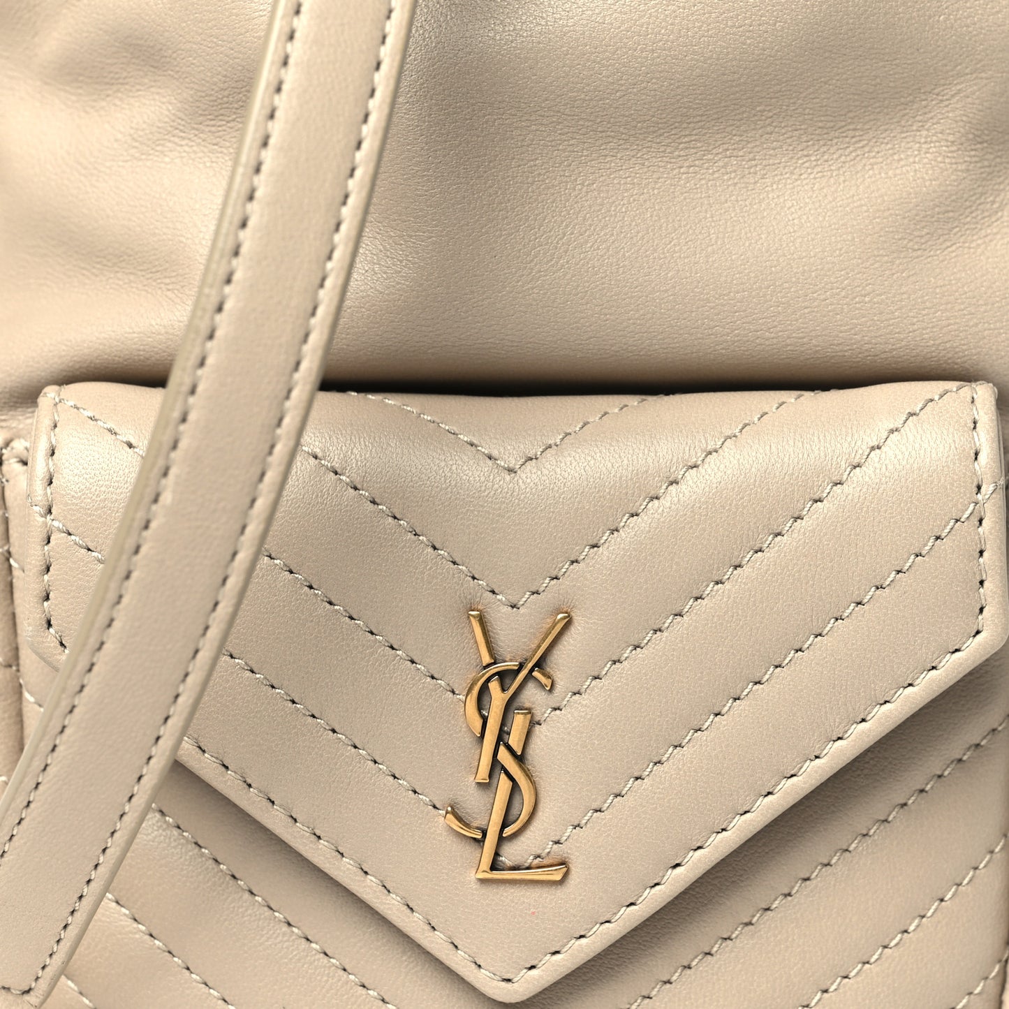 Lambskin Matelasse Monogram Joe Nano Bucket Bag Beige