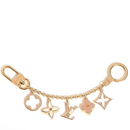 Louis Vuitton Brass Enamel Fleur De Monogram Bag Charm Chain Gold 1 of 5