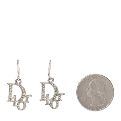 Christian Dior Crystal Logo Earrings Silver 2 of 5