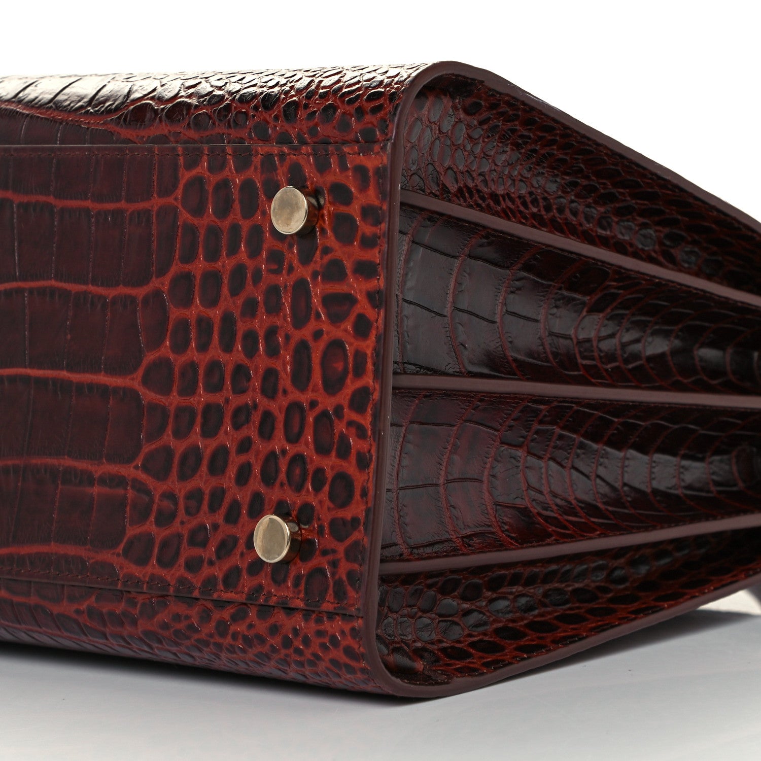 Saint Laurent Calfskin Crocodile Embossed Small Sac de Jour Dark Blood 10 of 10