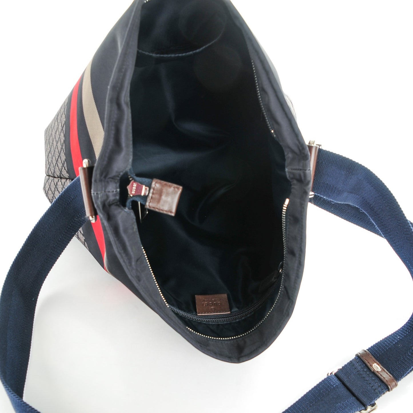 Nylon Diamante Medium Flat Messenger Bag Navy