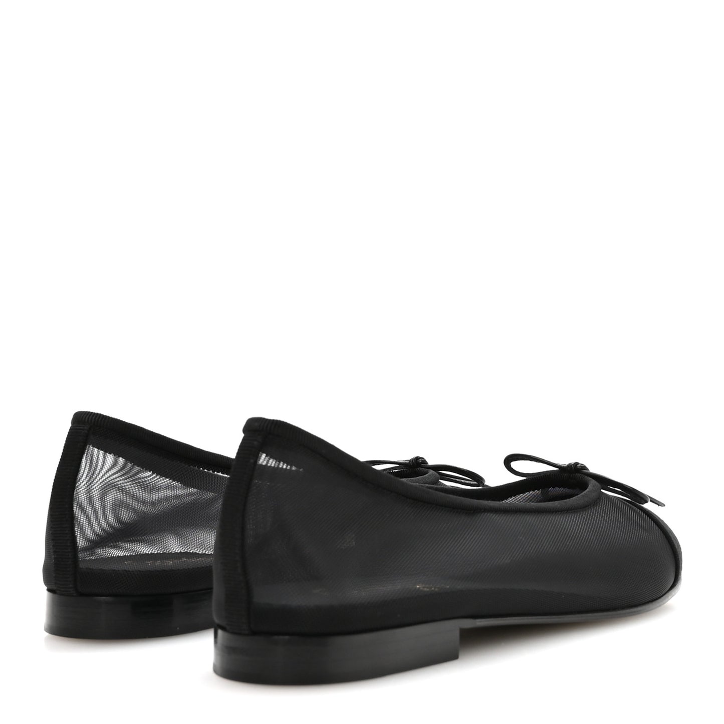 Mesh Grosgrain Cap Toe CC Ballerina Flats 39.5 Black