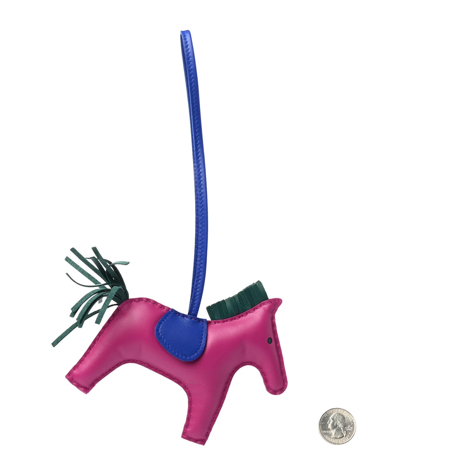 Hermes Milo Lambskin Grigri Rodeo Horse Bag Charm MM Rose Pourpre Malachite Bleu Electrique 2 of 4