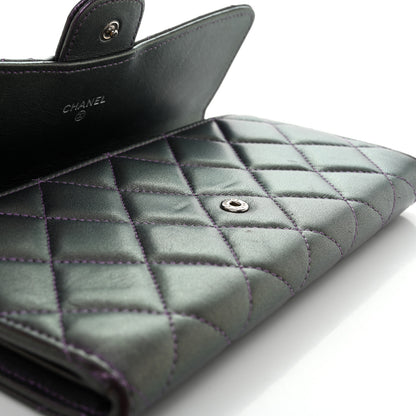 Chanel Iridescent Lambskin Quilted Large Gusset Flap Wallet Purple 8 of 16