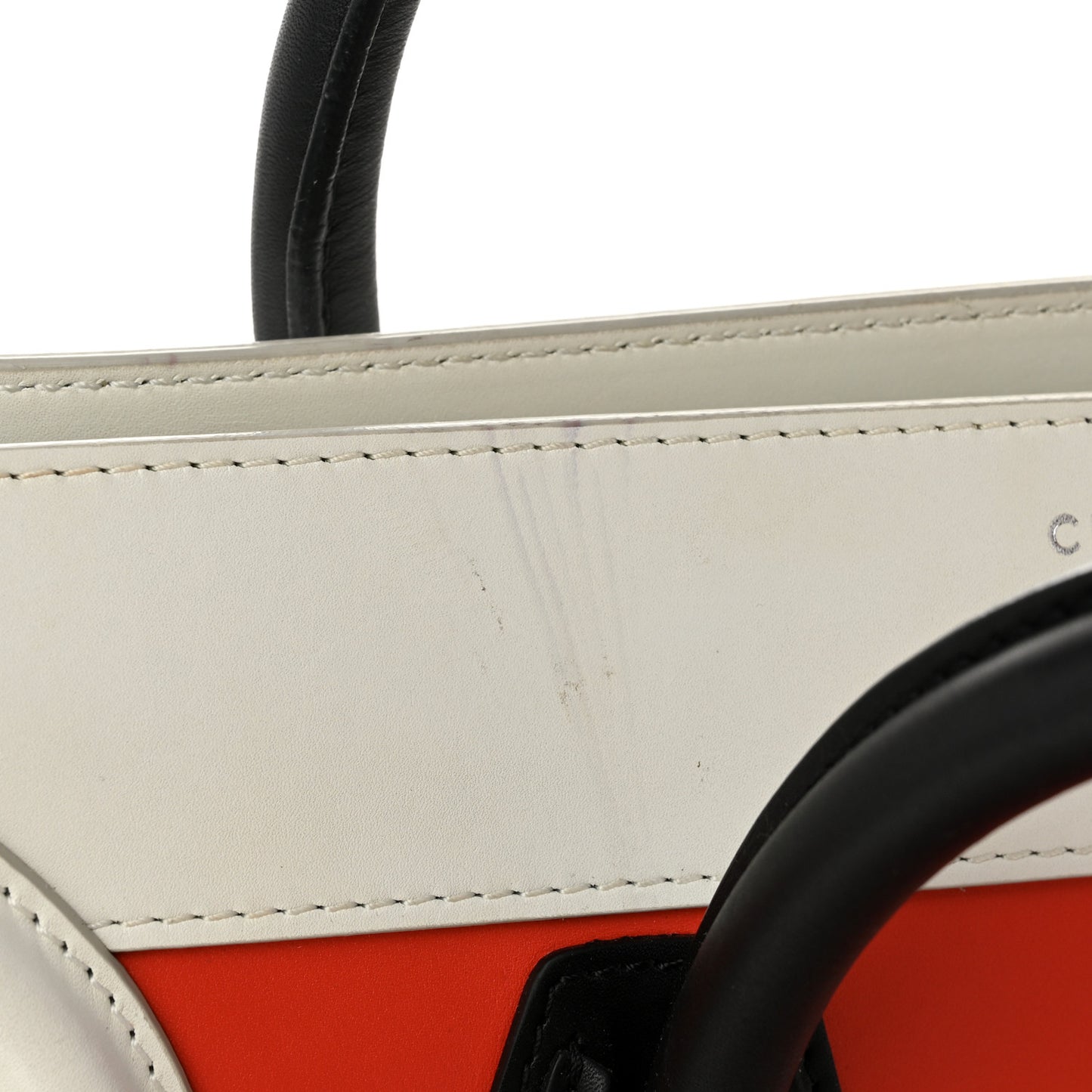 Smooth Calfskin Mini Tri-Color Luggage Vermillion