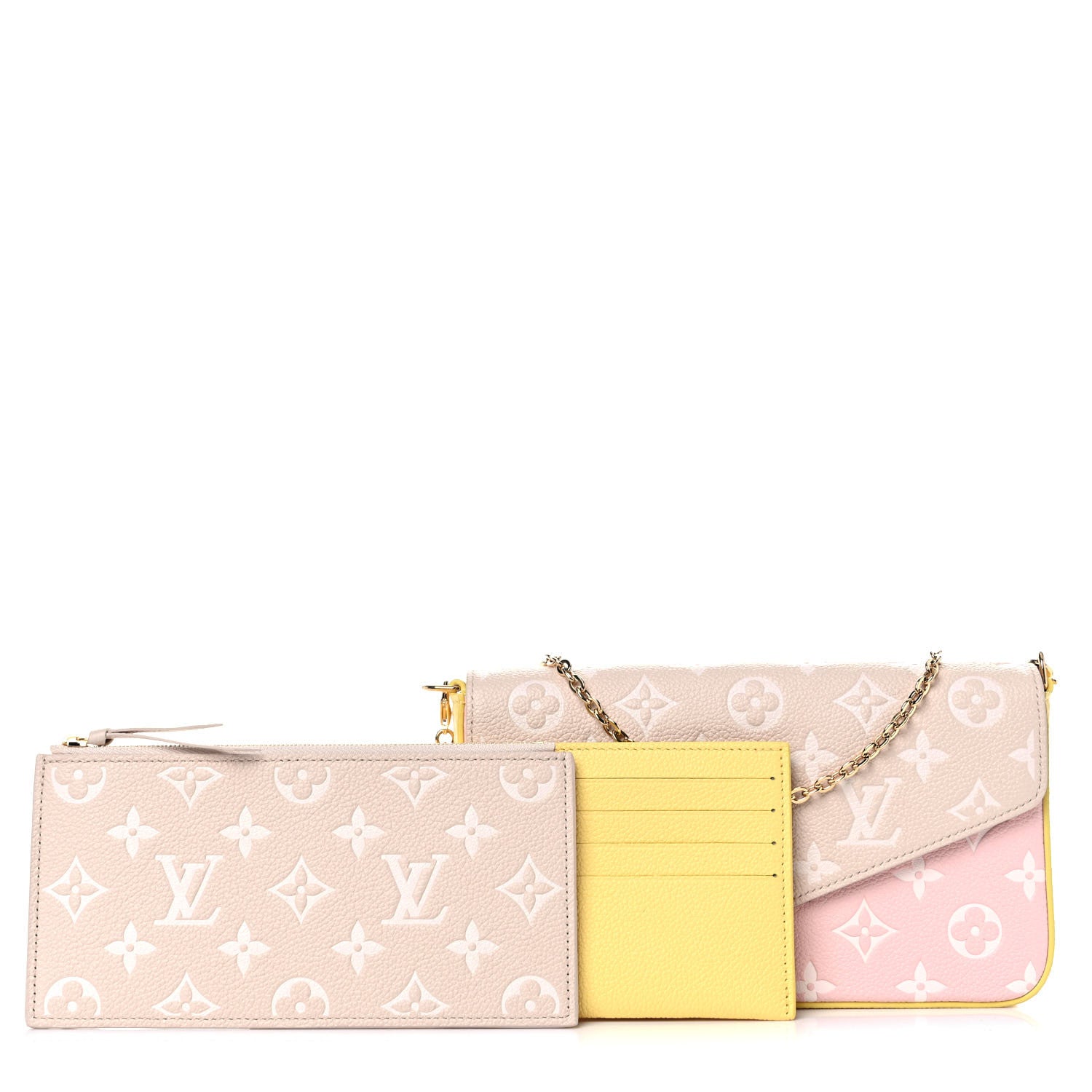 Louis Vuitton Empreinte Spring in the City Felicie Pochette Chain Wallet Pink Beige Yellow 1 of 10