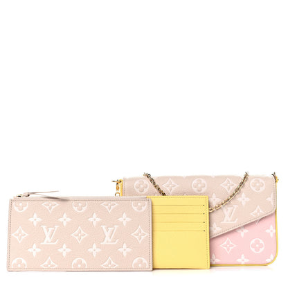 Louis Vuitton Empreinte Spring in the City Felicie Pochette Chain Wallet Pink Beige Yellow 1 of 10