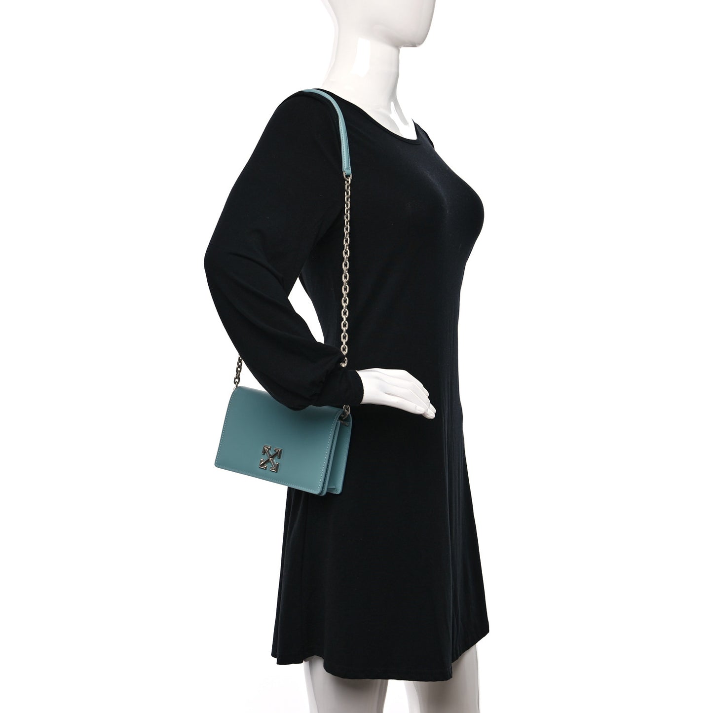 OFF WHITE Calfskin Jitney 0.5 Shoulder Bag Light Blue