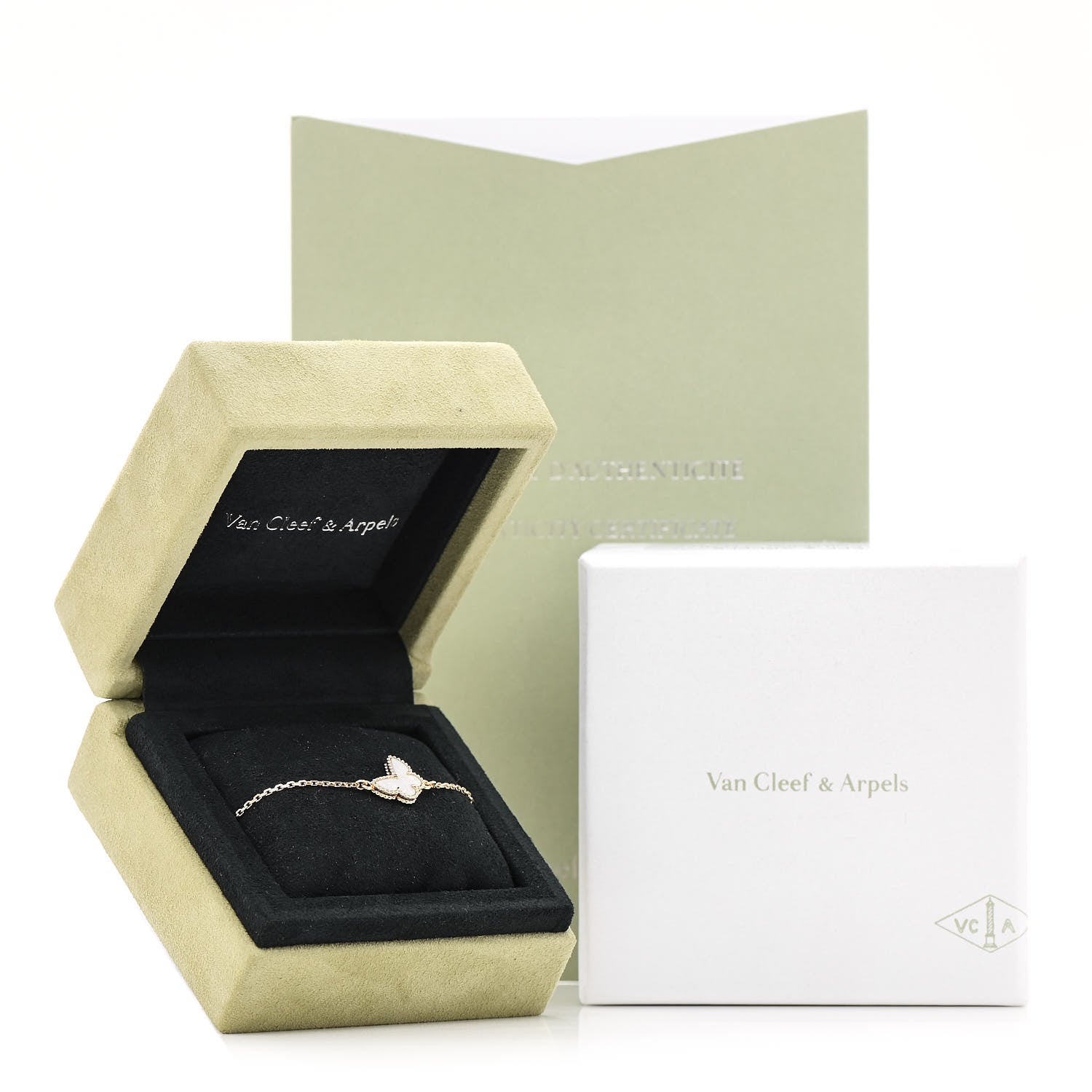 Van Cleef & Arpels 18K Yellow Gold Mother of Pearl Sweet Alhambra Butterfly Bracelet 6 of 6