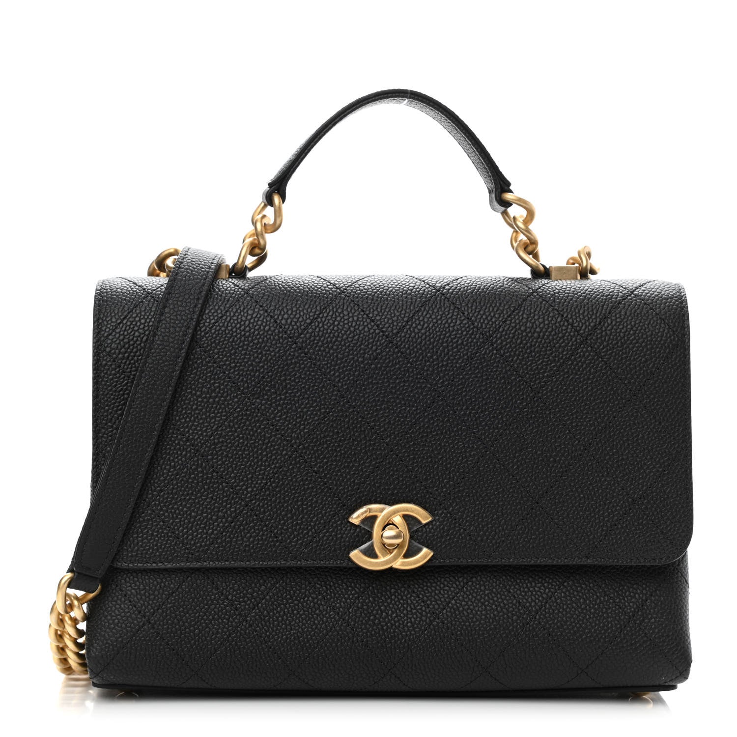 Chanel Grained Calfskin Small Stitched Flap Black 1 of 11