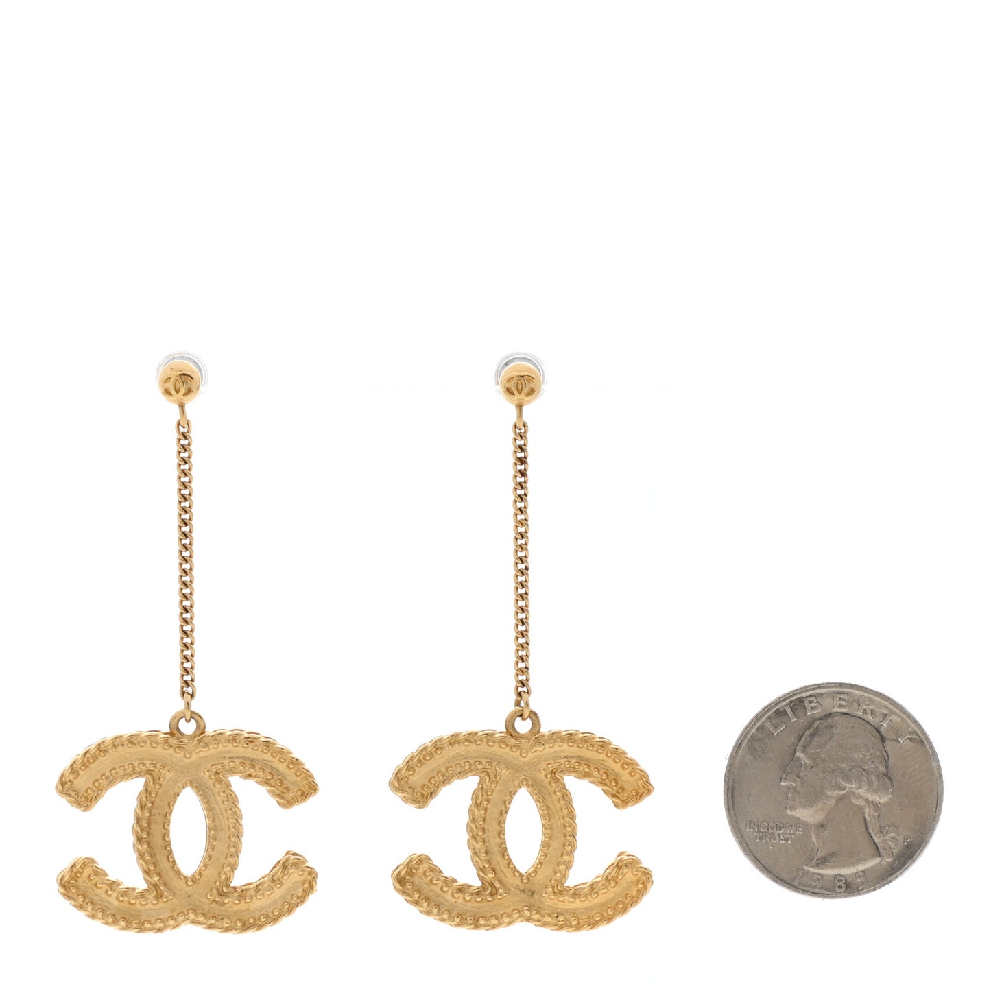 CC Drop Earrings Matte Gold