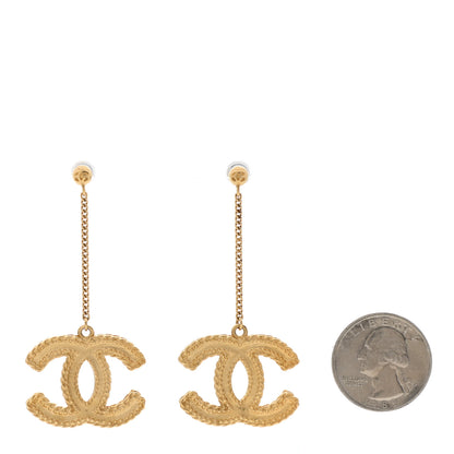 Chanel CC Drop Earrings Matte Gold 2 of 5