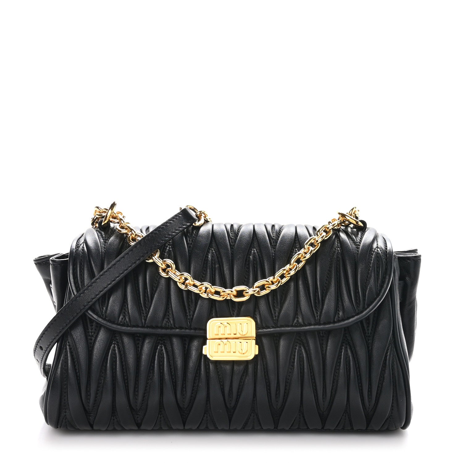 Miu Miu Nappa Matelasse Shoulder Bag Black 1 of 9